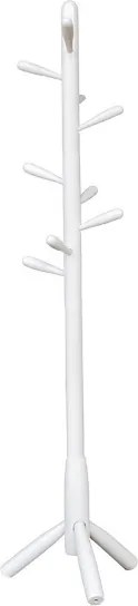 Appendiabiti da terra in legno con 9 ganci base tre piedi altezza 180 cm Bianco