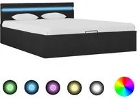 Letto Idraulico Contenitore LED Grigio Scuro Tessuto 140x200cm cod mxl 63650