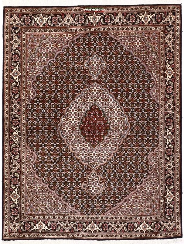 Tabriz Tappeto persiano 150x200 Nero (Iran) Annodato A Mano