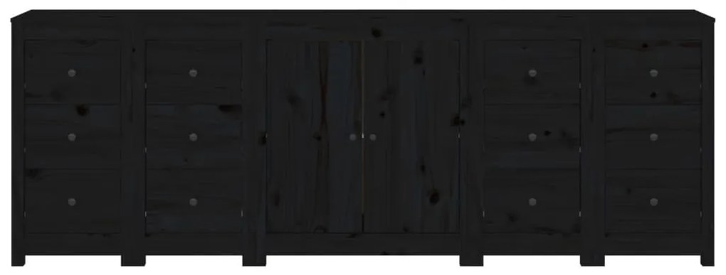 Credenza nera 230x35x80 cm in legno massello di pino