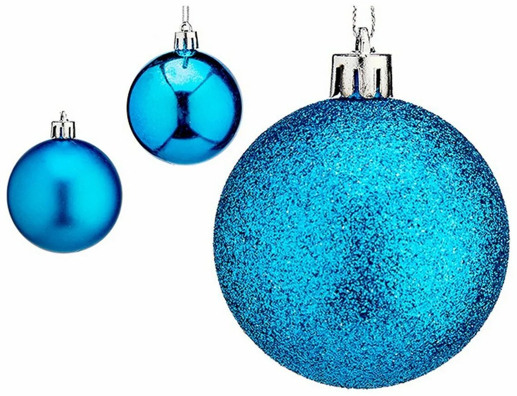 Set di palline di Natale 6 cm Azzurro Plastica (9 Unità)