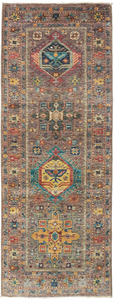 Samarkand Tappeto 80x200 Grigio (Pakistan) Annodato A Mano