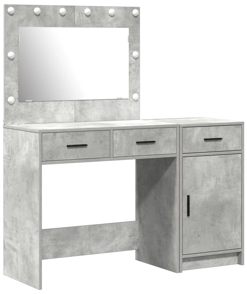 Set da toeletta a 2 pezzi con led grigio cemento in legno ingegnerizzato