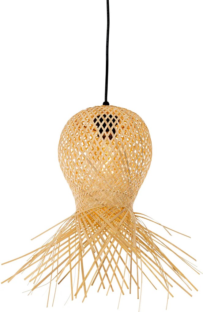 Lampada a sospensione da esterno orientale in bambù 3 luci IP44 - Carlos