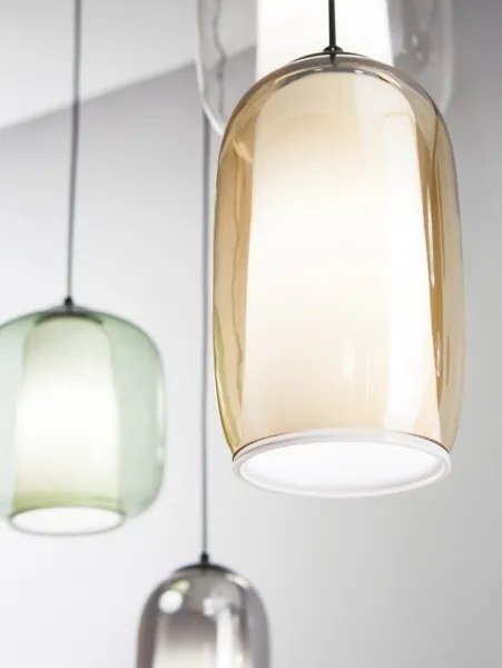 Ondaluce - Lampadario sospeso a cavo BONNIE 1xE27/15W/230V Ø 15,5 cm nero/beige fumé