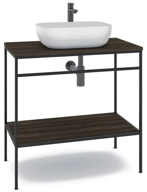 Mobile bagno con lavabo L 80 x H 92 x P 45.5 cm nero per vasca centrale Outline