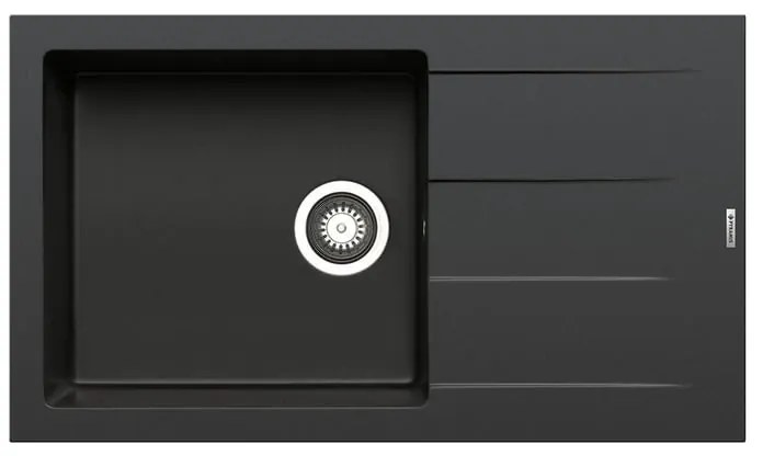 Lavello integrato 1 vasca in granito nero PYRAMIS Athlos L 50 x L 86 cm