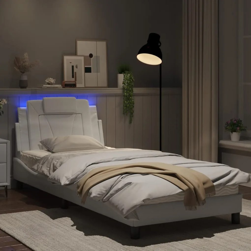 Giroletto con luci led bianco 90x190 cm in similpelle