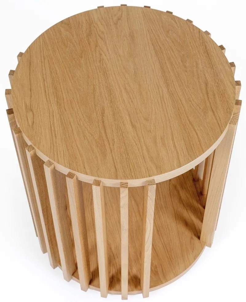 Tavolino in legno di quercia , ø 53 cm Drum - Woodman