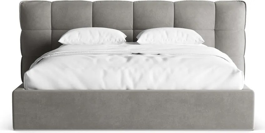 Letto matrimoniale imbottito grigio con contenitore con rete inclusa 140x200 cm Eric – Micadoni