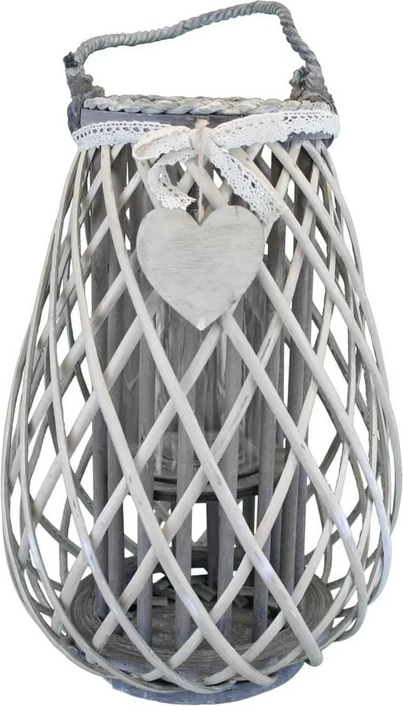 GEORGIE - lanterna in vimini tondo 15 x 30 cm