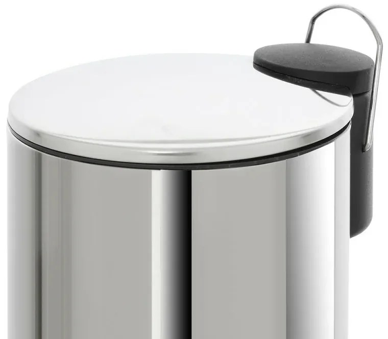 Pattumiera bagno in acciaio cromato con pedale e coperchio slim 3 lt