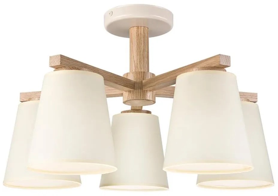 Lampadario a plafone ELLIE 5xE27/15W/230V color crema/quercia