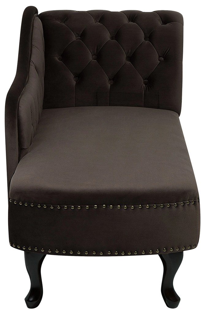 Chaise longue destra in velluto marrone NIMES Beliani
