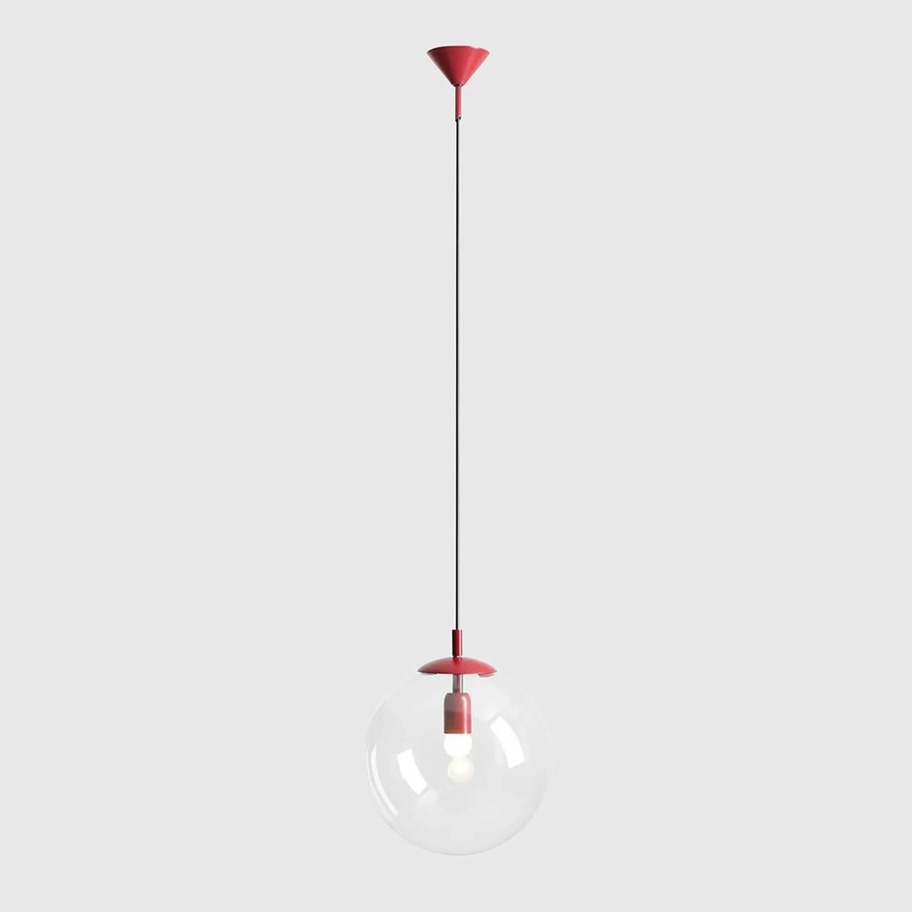 ALDEX Lampada a sospensione Nohr con paralume in vetro, rosso vino/trasparente