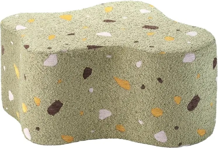Pouf per bambini verde con rivestimento in bouclé e ciniglia Terrazzo Cloud – Wigiwama