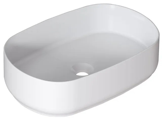 Lavabo da appoggio Kyoto ovale in ceramica L 55 x H 12 x P 36 cm bianco