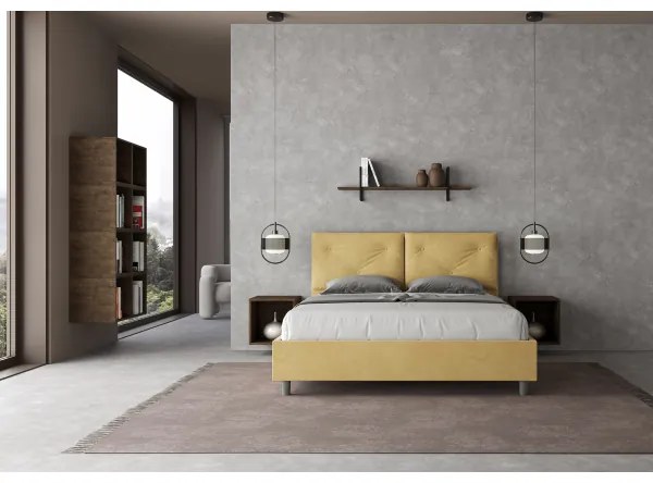 Letto matrimoniale e rete 160x190 in microfibra ocra Appia