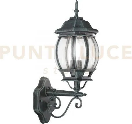 Applique up santiago nera e verde 1 luce attacco e27 ip44 15,5x25x46cm