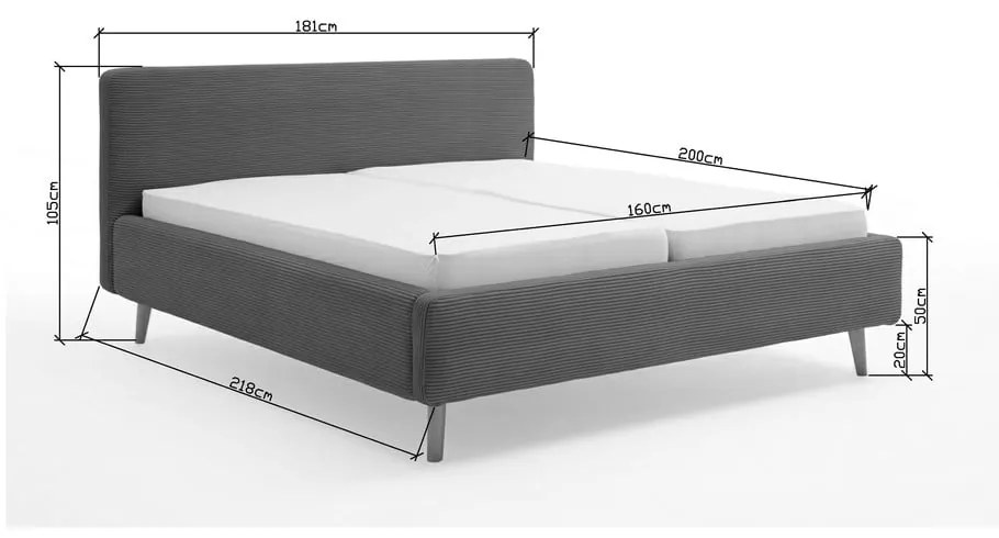 Letto matrimoniale imbottito blu polveroso rete non inclusa 160x200 cm Mattis – Meise Möbel