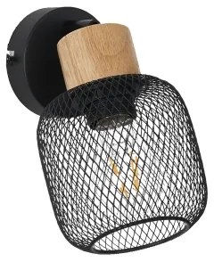 Brilagi - Faretto da parete BASKLITE 1xE27/15W/230V legno di hevea/nero
