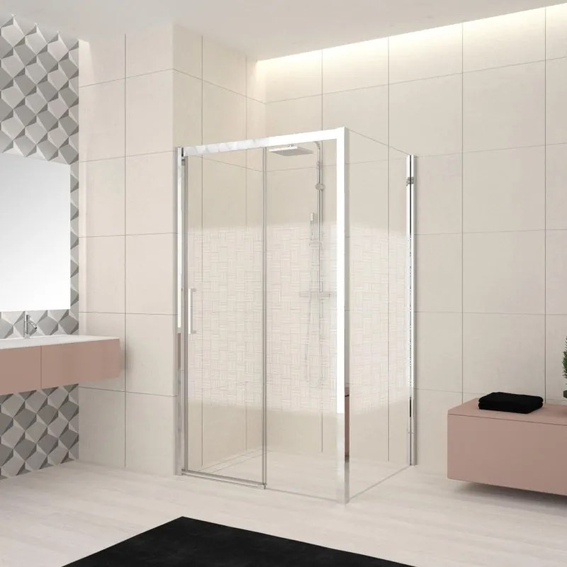 Box doccia con ingresso frontale Lead L 180 x H 200 cm serigrafato profilo cromato