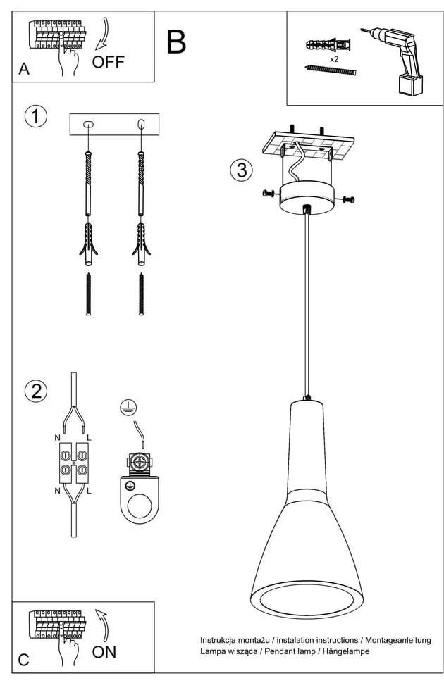 Plafoniera bianca Mattia - Sollux