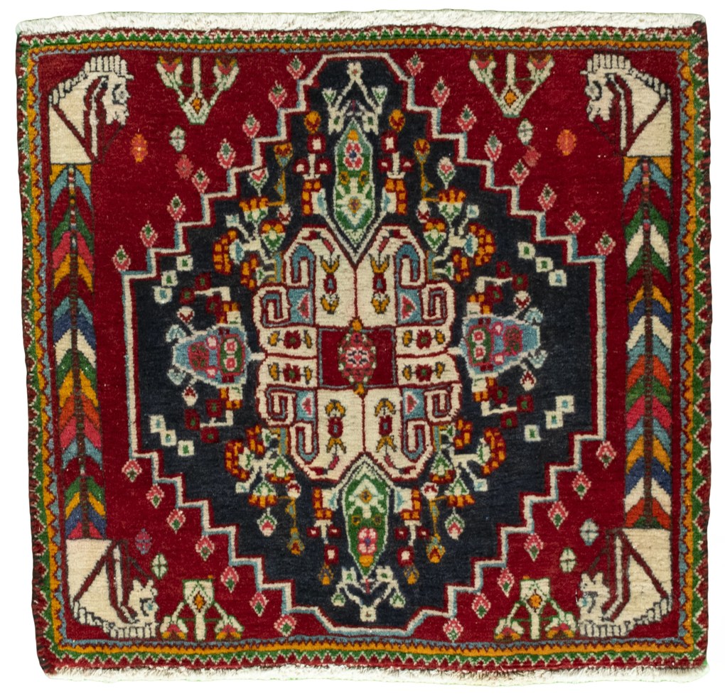 Shiraz Tappeto persiano 60x60 Rosso (Iran) Annodato A Mano