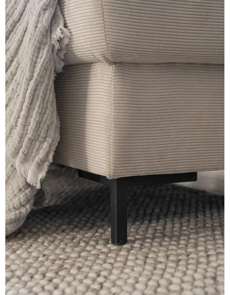 Divano letto angolare in velluto a coste beige (angolo destro) Lofty Lilly - Miuform