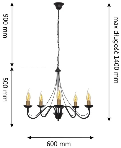 Lampadario a sospensione con catena MALBO 5xE14/60W/230V