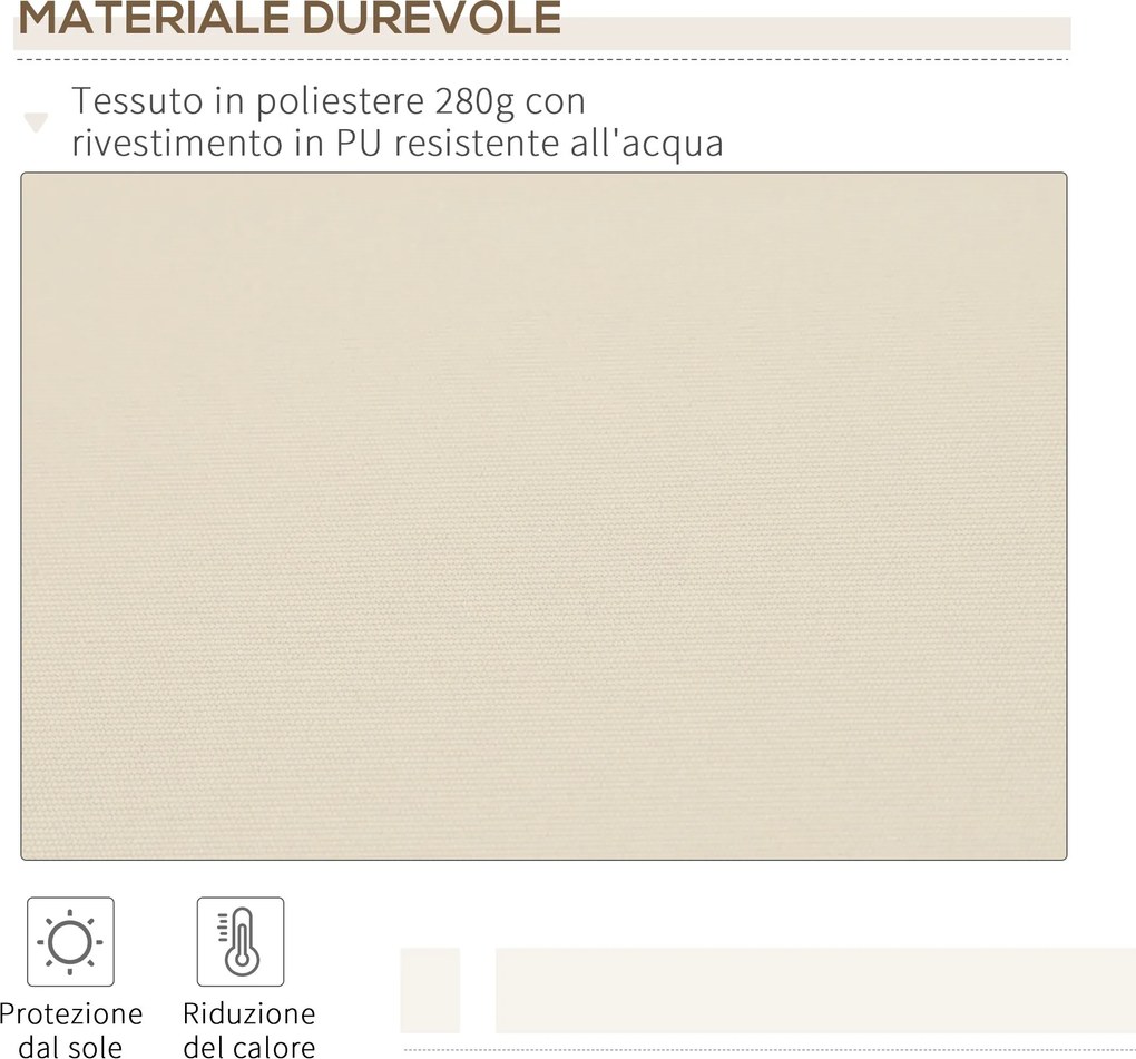 Tenda da Sole per Esterno a Bracci Avvolgibile 360x250 cm con Apertura a Manovella Crema...