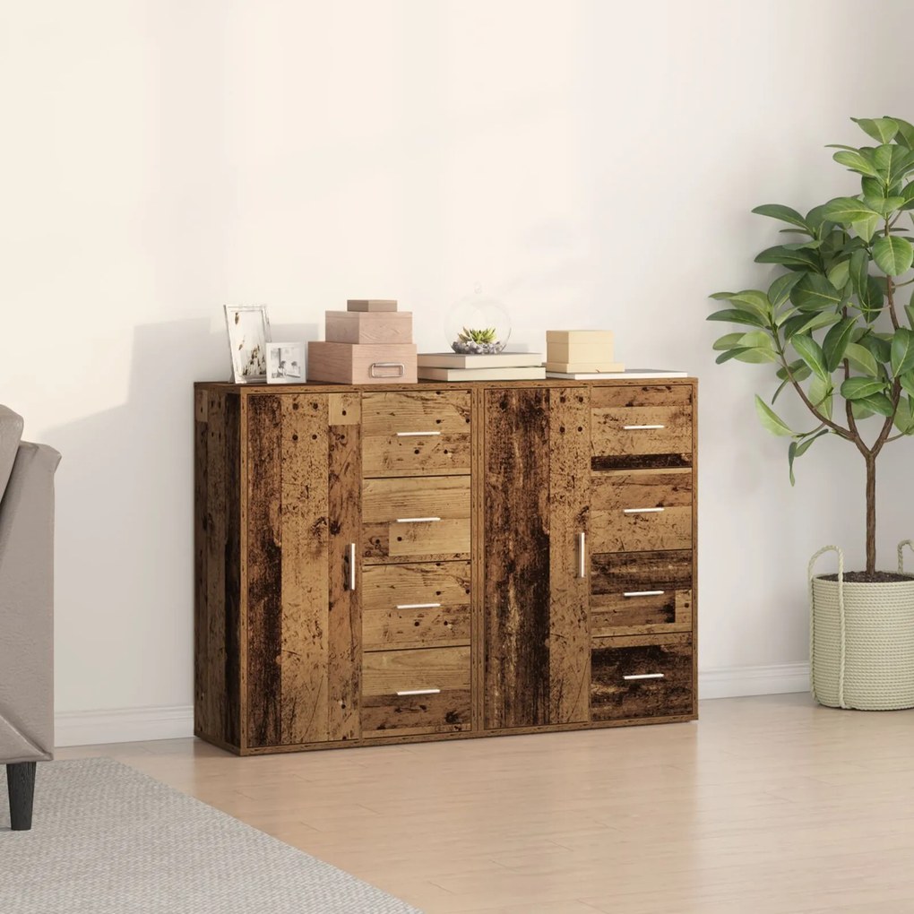Credenza set di 2 legno invecchiato legno massello credenza