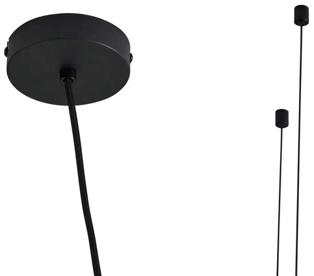 Lampada a sospensione moderna nera con vetro fumé 5 luci - Hybrid