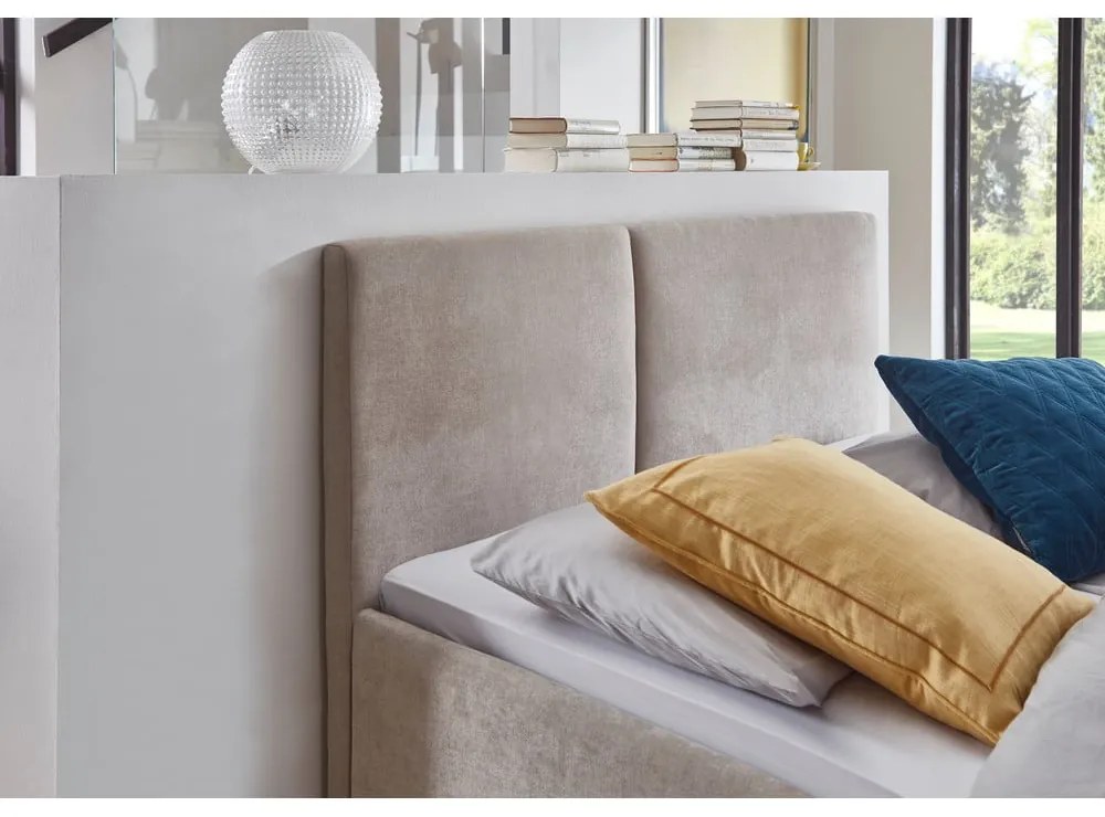 Letto matrimoniale imbottito beige con rete inclusa 140x200 cm Piano – Meise Möbel