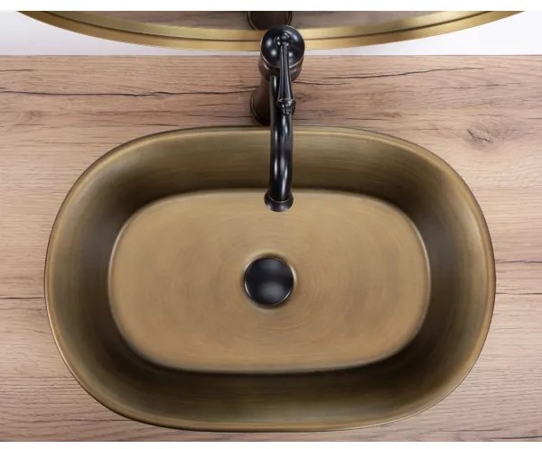 REA-U3305 -  Lavabo da appoggio WILMA RUSTIC 38x55 cm ceramica/rame