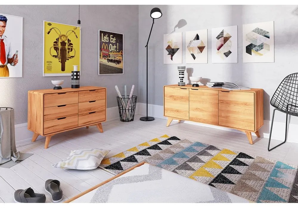 Cassettiera bassa in rovere 90x63 cm Greg - The Beds