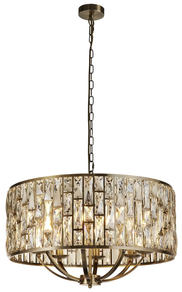 Lampadario Classico Gioiello Acciaio Ottone Vetro 8 Luci E14