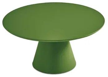 Tavolino rotondo con piano in legno e base in metallo Verde - TRIADE Large