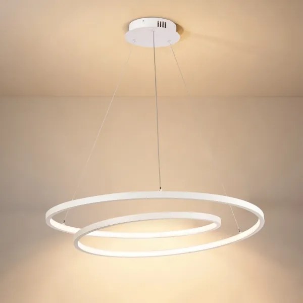 Brilagi-LED Lampadario a sospensione dimmerabile TWISTER LED/75W/230V Ø 70 cm bianco + telecomando