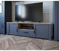 Mobile tv Rovere navy e Rovere riviera, 2 ante 1 cassetto ZFTBHLT131-M348