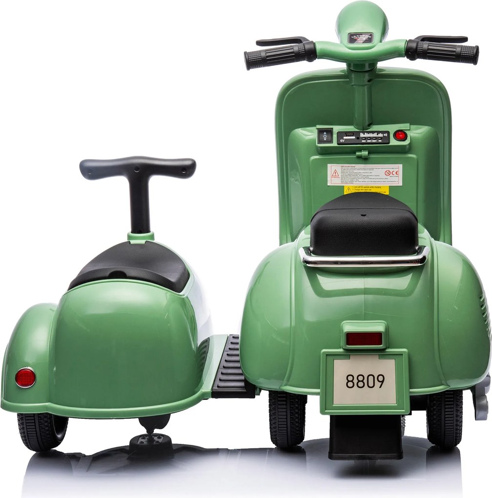 Piaggio Vespa con Sidecar Small Elettrica 6V per Bambini Verde...