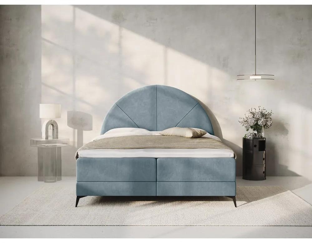 Letto boxspring azzurro con contenitore 160x200 cm Sunset - Cosmopolitan Design