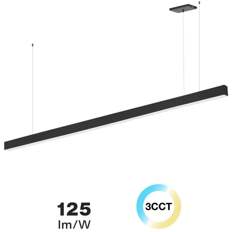 Lampada Lineare LED a Sospensione 65W 200cm nera con driver Philips Colore Bianco Variabile CCT