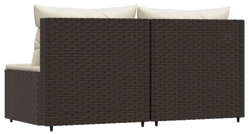 Divani centrali da giardino con cuscini 2pz polyrattan marrone