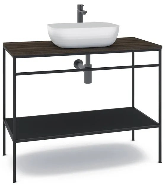 Mobile bagno con lavabo L 100 x H 92 x P 45.5 cm nero per vasca centrale Outline
