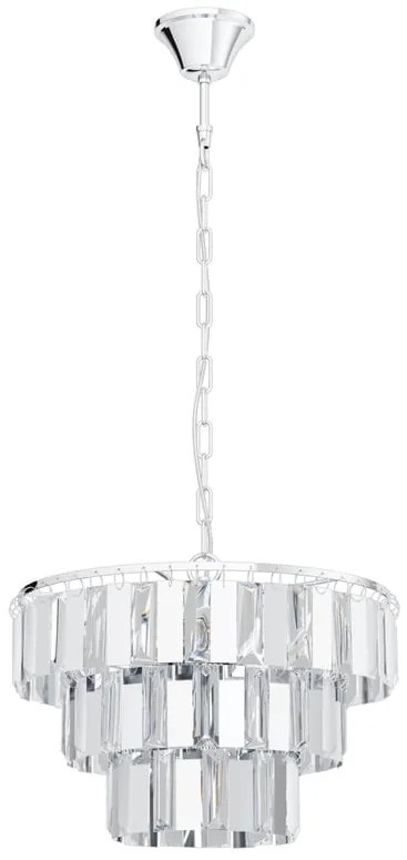 Lampadario Neoclassico Erseka grigio paralume trasparente 5x E14 Ø38.5cm EGLO