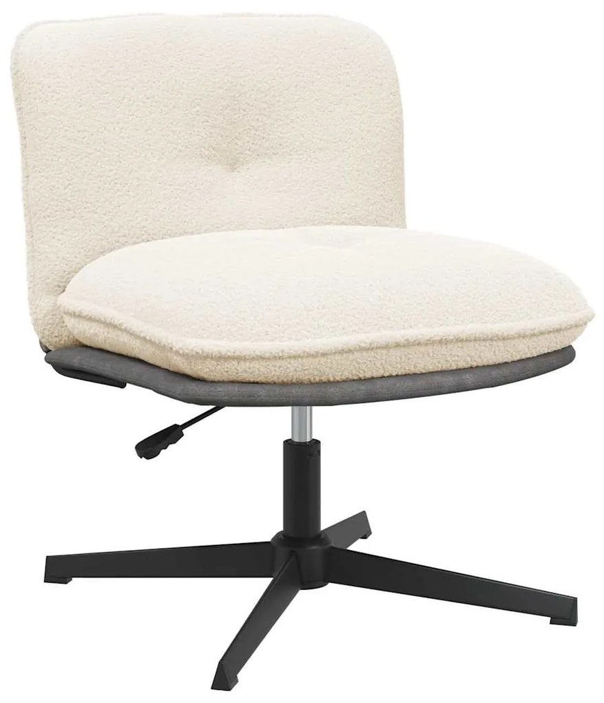 Sedia Da Ufficio Girevole İn Tessuto Riccio Crema Effetto Lana /