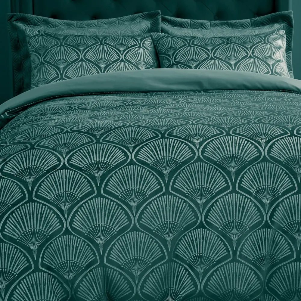 Biancheria verde per letto matrimoniale 200x200 cm Art Deco Pearl - Catherine Lansfield