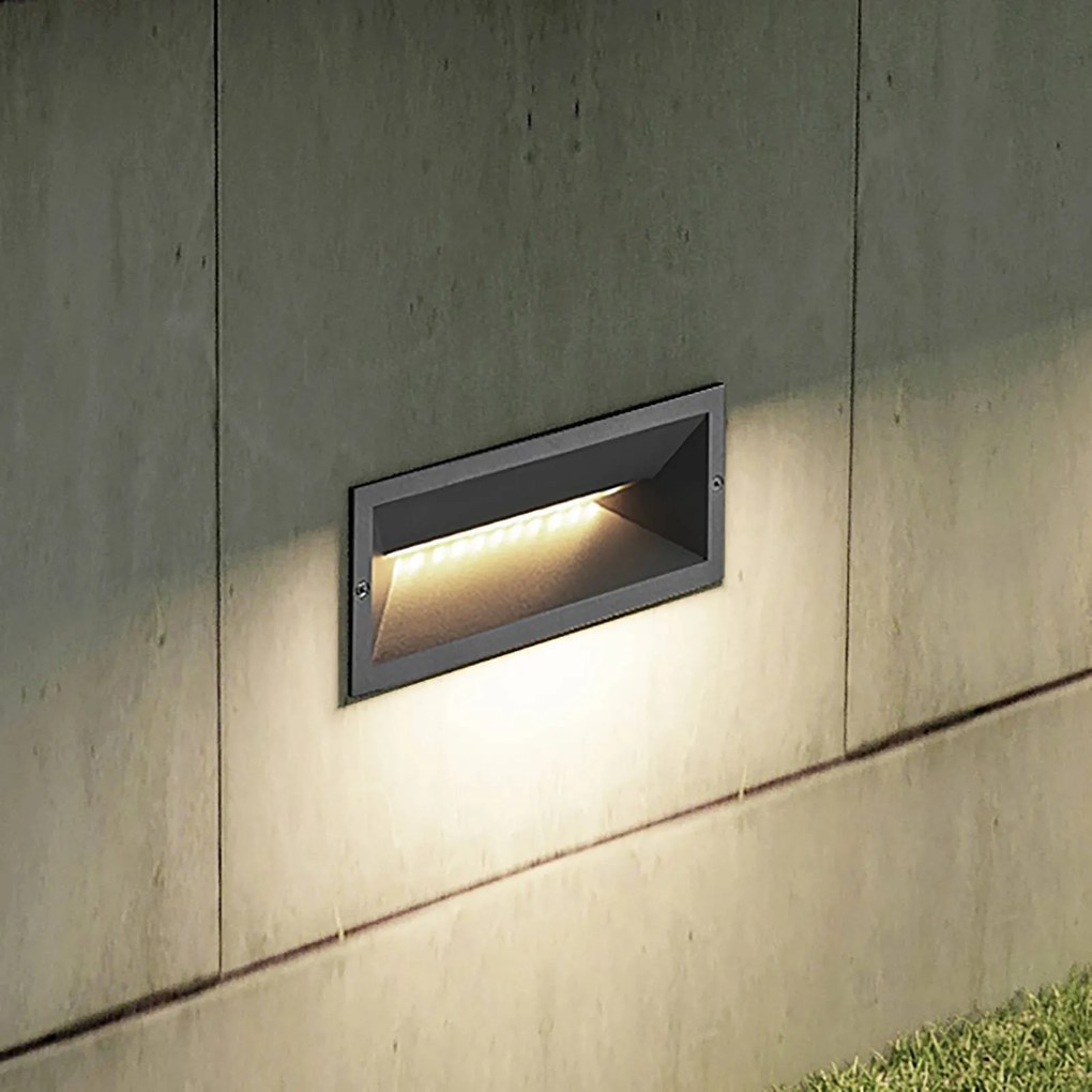 Lucande Applique a LED da incasso Jaano, antracite, alluminio, IP65 Jaano, Nero, Alluminio, Moderno, Applique da esterni