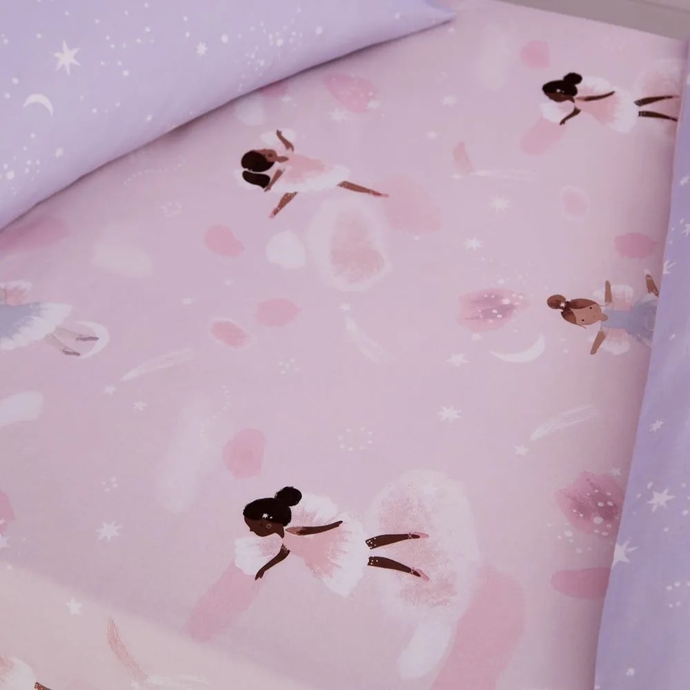 Lenzuolo con angoli per bambini rosa per letto singolo 90x190 cm Dancing Fairies – Catherine Lansfield